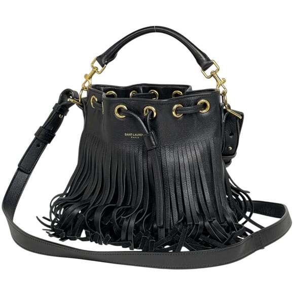SAINT LAURENT Handbags - Saint Laurent Emmanuel Handbag, Logo, 2-Way Shoulder Bag, Fringe, Drawstring ...